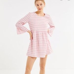 Urban Outfitters pink checkered baby doll dress